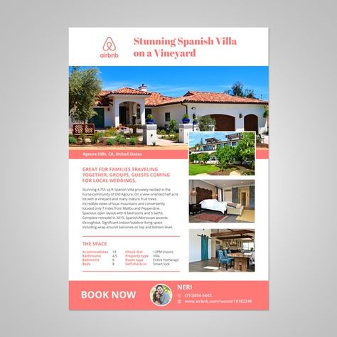 Flier for beautiful airBnB rental on a vineyard Postcard, flyer or print contest postcard#flyer#print#design Nordic Lodge, Beautiful Airbnb, Traveling Together, Spanish Villa, Airbnb Rentals, Indoor Waterpark, Flyer Printing, North Beach, Local Wedding