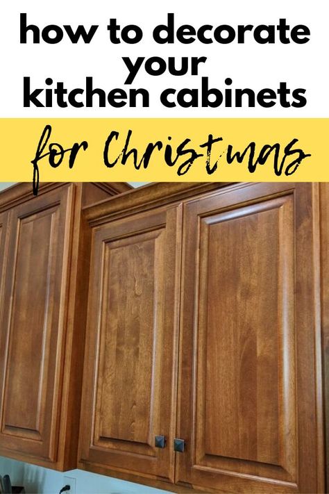 Get into the Holiday spirit with this easy and quick way to decorate your kitchen cabinets for Christmas with this rustic farmhouse idea. Make your kitchen cozy for the Holidays with this beautiful Christmas mini wreath idea on a budget Christmas Cabinet Decorations, Wreaths On Kitchen Cabinets, Christmas Mini Wreath, Mesh Christmas Wreaths, Hope Chest Makeover, Farmhouse Idea, Pottery Barn Wall Art, Coffee Table Upcycle, Kitchen Cozy