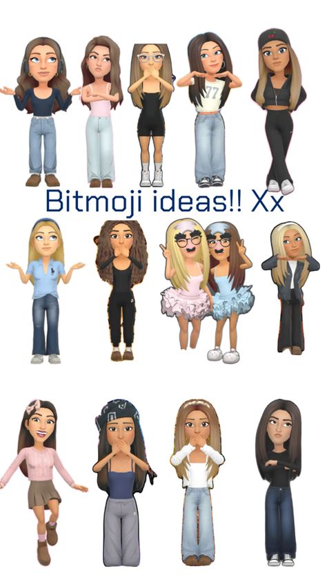 Cute,fun,classy outfits Cute Outfits For Bitmoji, Fun Bitmoji Outfits, Snapchat Hairstyles Bitmoji, Outfit Ideas For Snapchat, Bitmoji Cute Outfits, Basic Bitmoji Outfits, Christmas Bitmoji Outfits Duo, Snap Matching Outfits, Comfy Bitmoji Outfits