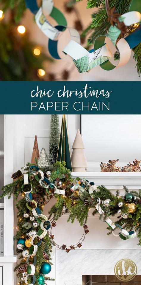 Paperchain Christmas Decoration, Christmas Paper Chain, Christmas Paper Chains, Paper Flower Garland, Kindergarten Craft, Christmas Party Crafts, Chain Ideas, Paper Flower Garlands, Diy Christmas Garland