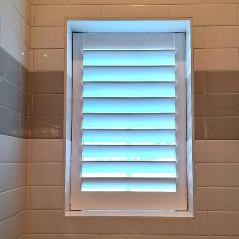 Blinds For Bathroom Windows, Shower Windows Ideas, Bathroom Windows In Shower, Norman Shutters, Waterproof Blinds, Bathroom Wet Room, Shower Window, Window Treatments Blinds, Bathroom Window Treatments