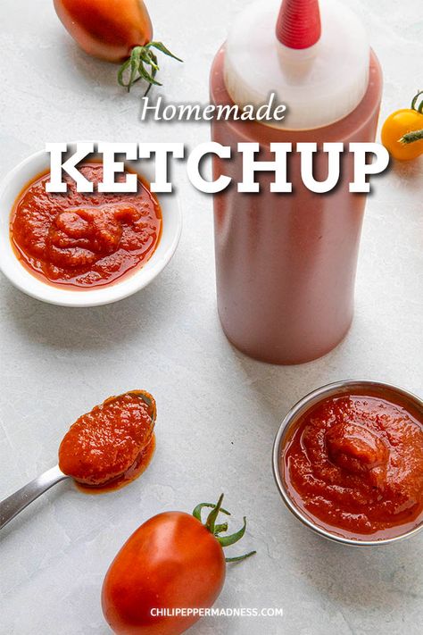 Home Made Ketchup Recipe, Home Made Ketchup, Diy Ketchup, How To Make Ketchup, Ketchup Recipes, Using Fresh Tomatoes, Keto Condiments, Homemade Ketchup Recipes, Spicy Ketchup