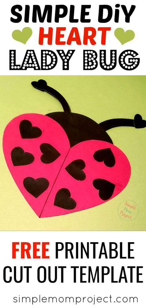 See this post for a FREE printable template to make your own Valentine's Day Lady Bug! This simple DIY Lady Bug Valentine's Day card is an easy craft for toddlers, big kids and adults to make. Great for classroom Valentine's Day art projects. #ValentinesDayCard #ValentinesDayCrafts Homeschooling Crafts, Simple Mom Project, Valentine Stuff, Bug Activities, Easy Toddler Crafts, Ladies Tea, Valentine Art, Arts And Crafts For Adults, Construction Paper Crafts