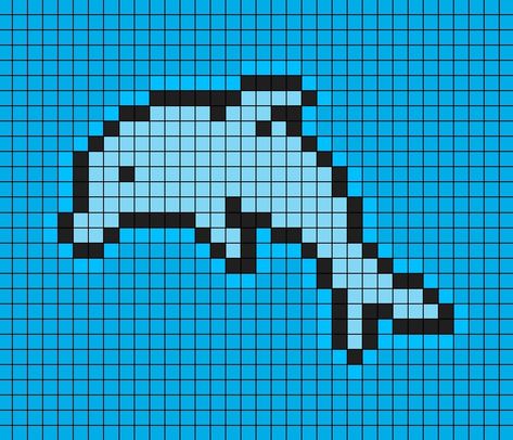 A pixel art template of a dolphin. Pixel Art Pattern Dolphin, Sea Animals Pixel Art, Dolphin Cross Stitch Patterns, Dolphin Perler Bead Pattern, Dolphin Pixel Art, Sea Pixel Art, Dolphin Pattern, Cross Stitch Sunflower, Crochet Quote