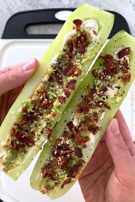 Cucumber Boats With Cream Cheese, Stuffed Cucumbers, Fresh Sides, Chive And Onion Cream Cheese, Cucumber Snack, Cream Cheese Cucumber, Cucumber Boats, Keto Snack Ideas, Bbq Veggies