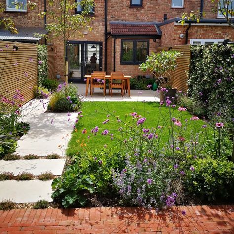 Nick & Doug | It's always a thrill when clients send photos of their newly completed gardens. This London terrace garden is just a few months old but is… | Instagram London Garden Ideas Terraced House, Terrace House Garden Ideas, Garden Ideas Terraced House, Narrow Garden Ideas, Small London Garden, Terraced House Garden, Victorian Terrace Garden, Outdoor Yard Ideas, Narrow Garden