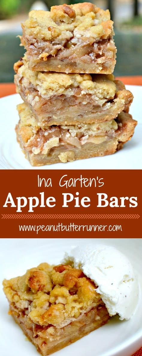 Ina's Apple Pie Bars | Easier Than Apple Pie! Apple Pie Bars Easy, Apple Pie Bars Recipe, Dessert Halloween, Pie Bar Recipes, Apple Pie Bars, Apple Recipes Easy, Ina Garten Recipes, Apple Dessert Recipes, Pie Bars