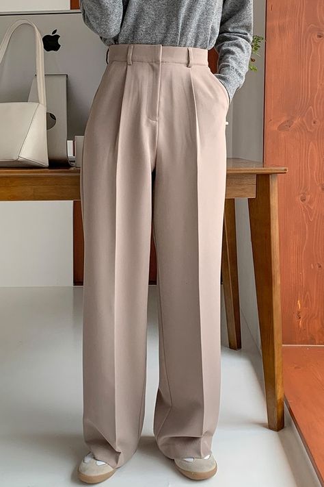 Slacks Korean Outfit, Modern Hanbok, Work Fits, Korean Casual Outfits, Womens Wide Leg Pants, Korean Clothing, Looks Street Style, Shopping Website, Beauty And Lifestyle