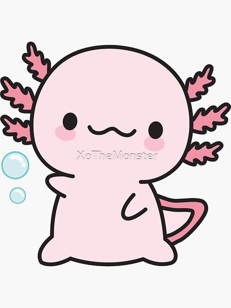 Kawaii Axolotl Drawing, Dibujos Sencillos Aesthetic, Axolotl Cute, Cute Easy Doodles, Kawaii Disney, Cute Sketches, Stickers Kawaii, Easy Doodles Drawings, Book Markers