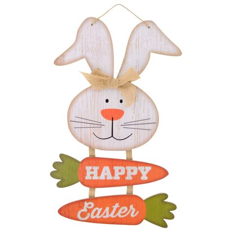 Bunny with Carrots Wall Signs Rabbit Sign, Happy Easter Sign, Truck Signs, Happy Easter Bunny, Easter Signs, Dollar Tree Store, Easter Rabbit, Hanging Wall, Easter Decorations