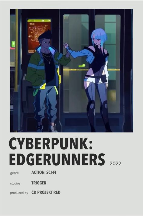 Sci Fi Anime Recommendations, Cyberpunk Edgerunners Poster, Cyberpunk Poster, Anime Watchlist, Anime Recs, All Out Anime, Genre Posters, Anime Cover, Sci Fi Anime