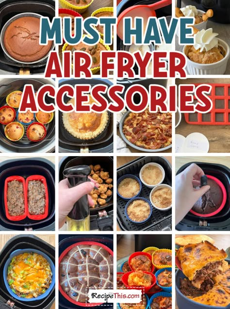 Must Have Air Fryer Accessories Air Fryer Accessories, Air Fryer Silicone Mold Recipes, Our Place Air Fryer, Ninja 4qt Air Fryer Recipes, Air Fryer Cookbook, Air Fryer Accessories Products, Ninja Air Fryer Accessories, Emeril Air Fryer, Cheap Air Fryer