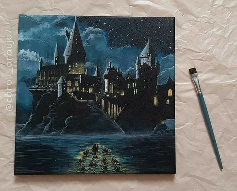 Hogwarts Oil Painting, Studio Interior Design Ideas, Art Studio Interior Design, Art Studio Interior, Hogwarts Painting, Harry Potter Painting, Urban Outfitters Home, Acrylic Painting Inspiration, Harry Potter Drawings