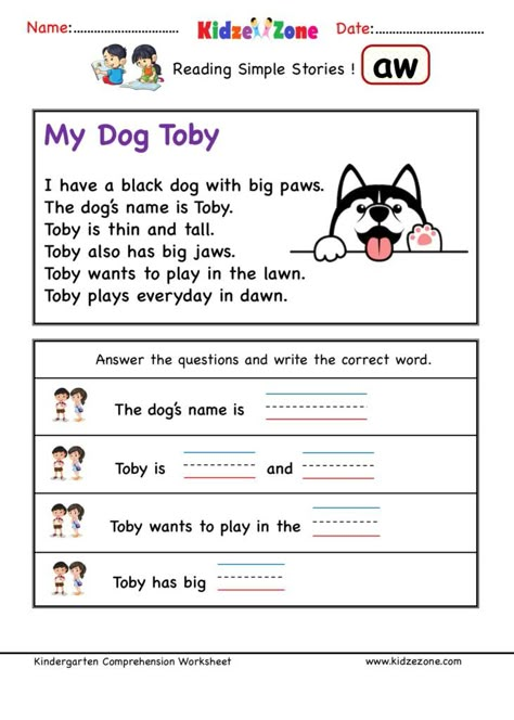 Word Family Reading Comprehension, Family Reading Comprehension, Kindergarten Comprehension Worksheets, Aw Words, Kindergarten Comprehension, Word Family Reading, Kindergarten Reading Comprehension, Enhance Vocabulary, Ccvc Words