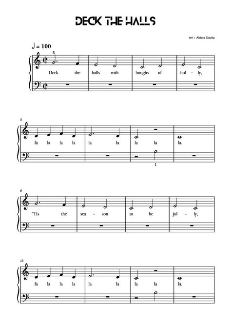 Deck The Halls Lyrics, Instruments Piano, Christmas Piano Sheet Music, Piano Christmas, Christmas Tutorial, Christmas Piano, Piano Sheet, Deck The Halls, Piano Sheet Music