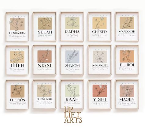 Hebrew Names of God Printable Wall Art Set of 15 Printsyahweh - Etsy El Elyon, Hebrew Names, Flower Market Poster, Christian Printables, Names Of God, Unique Poster, Jewish Art, Bible Verse Prints, Wroclaw