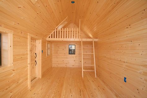 Empty cabin great wood siding, nice loft. Cabin Playhouse, House With Loft, Clubhouse Ideas, Playhouse Interior, Shed With Loft, Cabin Room, Cabin Loft, Shed Cabin, Wood Cabin