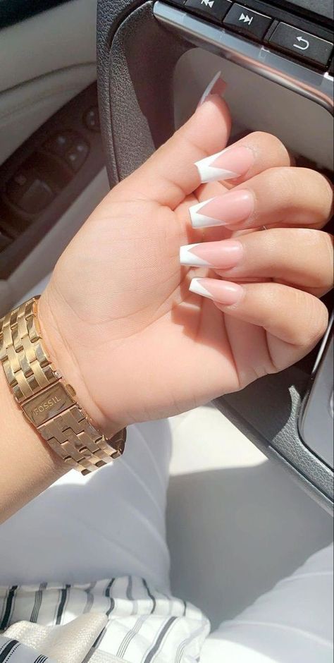 White Tip Acrylic Nails, Wow Nails, French Tip Acrylic Nails, French Acrylic Nails, Acrylic Nails Coffin Short, Summer Acrylic Nails, Short Acrylic Nails Designs, Acrylic Nails Coffin, Square Acrylic Nails