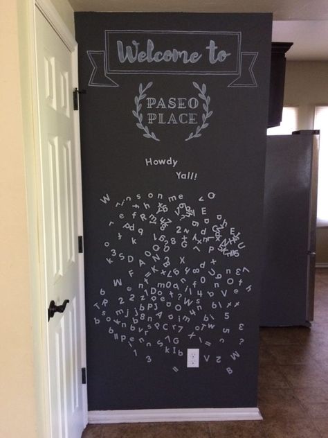 Finished Chalkboard Wall Chalkboard Wall Playroom, Chalkboard Wall Diy, Magnetic Chalkboard Wall, Chalkboard Contact Paper, Walls Ice Cream, Chalkboard Wall Bedroom, Magnetic Paint, Large Chalkboard, Magnetic Chalkboard