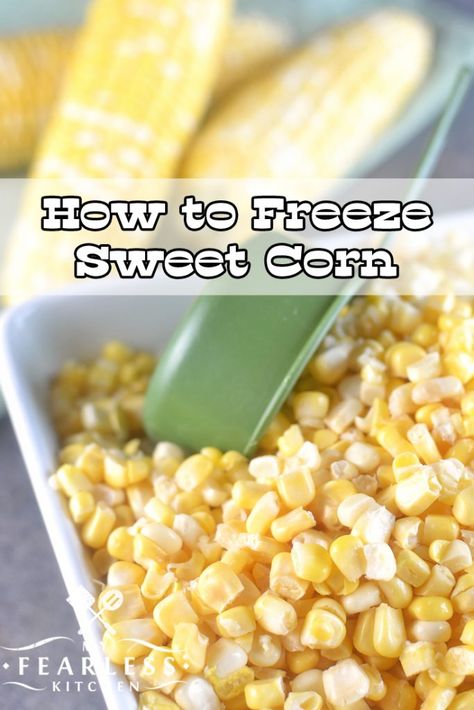 How to Freeze Sweet Corn Video from My Fearless Kitchen. Do you want to save that delicious sweet corn for another day? Use this fast and easy trick to freeze sweet corn and you can enjoy fresh sweet corn anytime! #sweetcorn #kitchentips #freezercooking Frozen Sweet Corn Recipe, Freezer Corn Recipe, Frozen Corn Recipes, Freezing Produce, Corn Video, Freezing Fresh Corn, Sweet Corn On The Cob, Cooking Sweet Corn, Freezing Corn