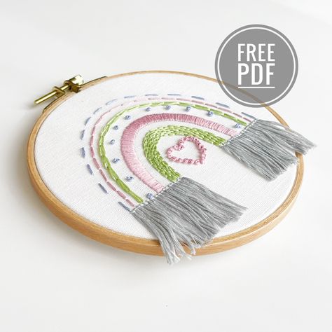 Embroidery pattern for beginners Rainbow Embroidery Pattern, Embroidery Rainbow, Pdf Embroidery Pattern, Rainbow Embroidery, Pattern Rainbow, Free Pdf Pattern, Embroidery Patterns Free, Rainbow Design, Embroidery Pattern