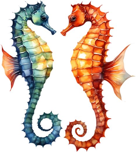 AI generated Watercolor painting of a seahorse. AI-Generated. Seahorse Art Illustration, Sea Horse Painting, Seahorse Clipart, Seahorse Illustration, Seahorse Watercolor, Watercolor Seahorse, Seahorse Drawing, Seahorse Painting, Tupac Art