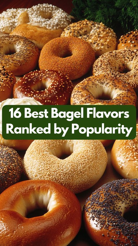 A variety of popular bagel flavors arranged on a table, featuring plain, sesame, and everything bagels with different spreads and toppings. Homemade Bagel Flavors, Bagels Flavors, Unique Bagel Flavors, Bagel Flavor Ideas, Flavored Bagels, Bagel Recipe Ideas, Bagels Toppings, Bagel Spread Recipes, Bagel Packaging