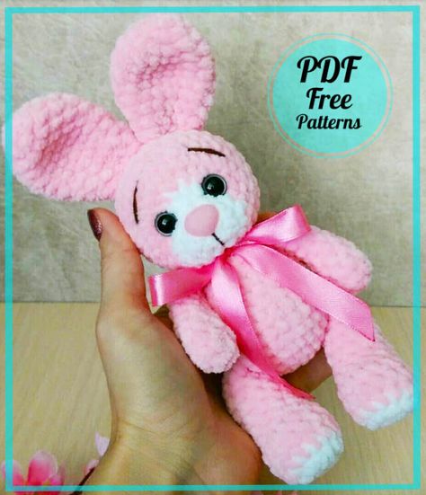 Pink Plush Bunny Crochet PDF Amigurumi Pattern - Amigurumiday Crochet Rabbit Free Pattern, Easter Bunny Crochet Pattern, Velvet Bunny, Crochet Teddy Bear Pattern, Crochet Bunny Pattern, Easter Crochet Patterns, Crochet Dolls Free Patterns, Crochet Rabbit, Crochet Animals Free Patterns