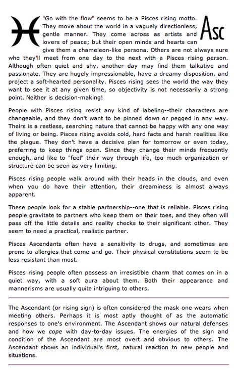 What it means to be a Pisces Ascendant. FYI: Not a Pisces Sun Sign. Sun Signs are based on the day you were born. An Ascendent Sign is based on the exact hour & minute you were born on that day. I'm an Aries Sun, but my Ascendent is in Pisces. Ascendant In Pisces, Pisces Rising Sign, Pisces Ascendant, Sun In Pisces, Pisces Sun Sign, Pisces Rising, Gemini Sun, Capricorn Sun, Aries Sun