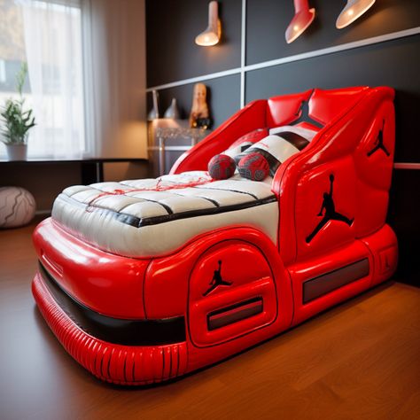 These Air Jordan Sofas and Beds are a Slam Dunk for Sneakerheads Original Beds, Coolest Beds, Shoe Furniture, Bathroom Decor Ideas On A Budget, Creative Beds, Sneakerhead Room, Elegant Bathroom Decor, Nice Rooms, Amazing Bedroom Designs