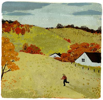 Becca Stadtlander, Ghost Project, Illustration Tumblr, American Village, Grandma Moses, Autumnal Equinox, Franz Marc, Naive Art, Cloudy Day