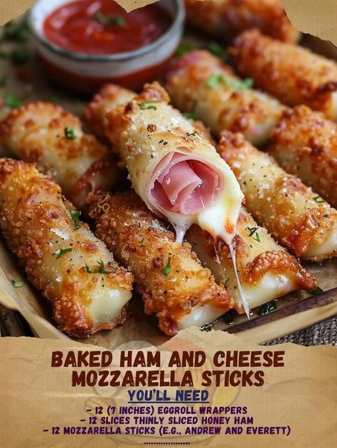 Mozzarella Sticks Recipe, Cheese Mozzarella, Honey Ham, Party Snack Food, Delicious Appetizer Recipes, Appetizers Easy Finger Food, Best Appetizer Recipes, Mozzarella Sticks, Recipes Appetizers And Snacks