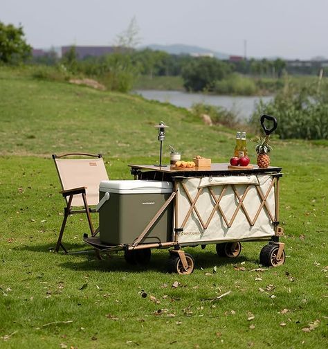 Amazon.com: Whitsunday Collapsible Folding Wagon with Table,Heavy Duty Utility Beach Wagons with Opened Tailgate and All-Terrain Wheels for Camping,Garden,Sports Beige : Patio, Lawn & Garden Beige Garden, Beige Patio, Camping Garden, Beach Supplies, Beach Wagon, Beach Cart, Folding Wagon, Garden Cart, Wagons