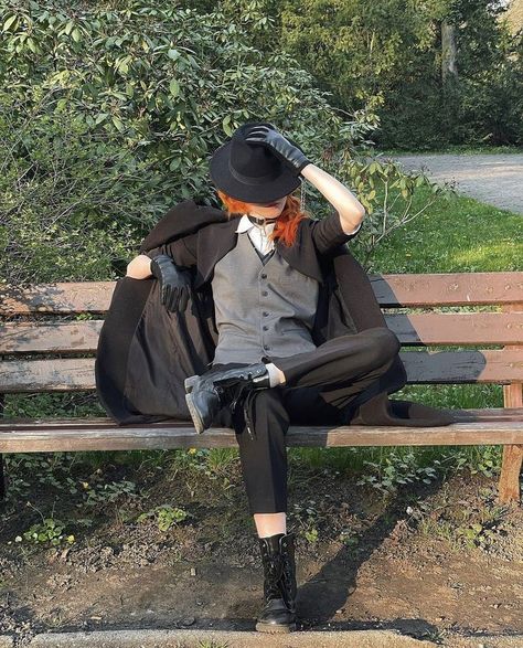 Chuuya Clothes Style, Venti Hairstyle In Real Life, Cosplay Bungou Stray Dogs, Fukuzawa Cosplay, Skk Cosplayers, Bsd Outfit Ideas, Skk Cosplay, Chuya Cosplay, Chuuya Nakahara Cosplay