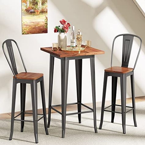 High Top Bistro Table Indoor, Small Cafe Table And Chairs, High Top Bistro Table, Two Person Table, High Top Table And Chairs, Bar Small Space, Tall Bistro Table, Cafe Table And Chairs, Bar Table Round