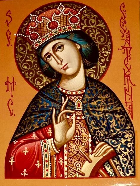 St. Katherine by Camelia Toma St Catherine Of Alexandria, Saint Katherine, Saint Catherine Of Alexandria, Catherine Of Alexandria, Saint Catherine, Byzantine Icons, St Catherine, Greek Orthodox, Orthodox Icons