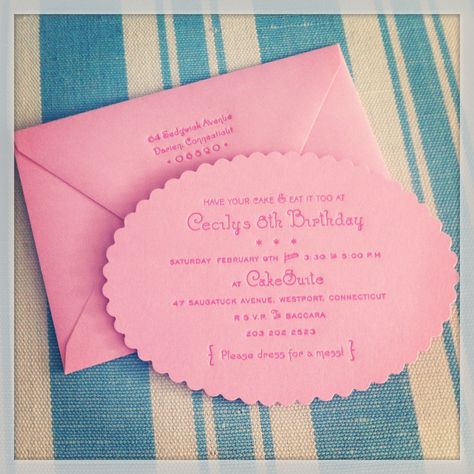 bubblegum pink letterpress invitation Bakery Party, My Happy Ending, Party Like Its 1999, Baking Party, Letterpress Invitations, Baby Invitations, Printed Matter, Wedding Idea, Snail Mail