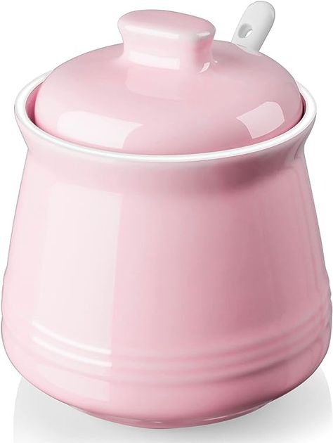 Retro Pink Kitchens, Ceramic Sugar Bowl, Pink Kitchen Decor, Sugar Dispenser, Sugar Container, Sugar Jar, Pink Sugar, Pink Kitchen, Cute Kitchen