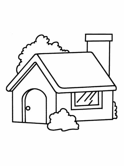 House Pictures Drawing, House Clipart Black And White, House Cartoon Drawing, House Outline Drawing, Easy House Drawing, White House Drawing, House Coloring Pages For Kids, House Drawing Easy, Coloring House