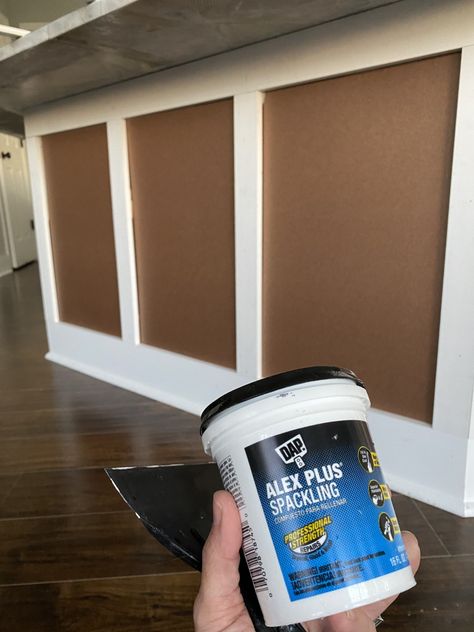 Board And Batten On Island, Board And Batten Cabinets, Beadboard Bar Wall, Waynes Coating On Kitchen Island, Board And Batten Kitchen Island Diy, Diy Island Upgrade, Kitchen Island With Drywall Back, Board And Batten Under Bar, Diy Kitchen Island Makeover Ideas