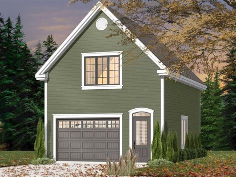 028G-0045: Detached 1-Car Garage Loft Plan; 20'x28' Garage With Living Quarters, Garage Plans With Loft, Loft Floor, Plan Garage, Garage Guest House, Drummond House Plans, Garage Loft, Garage Apartment Plans, Garage Style