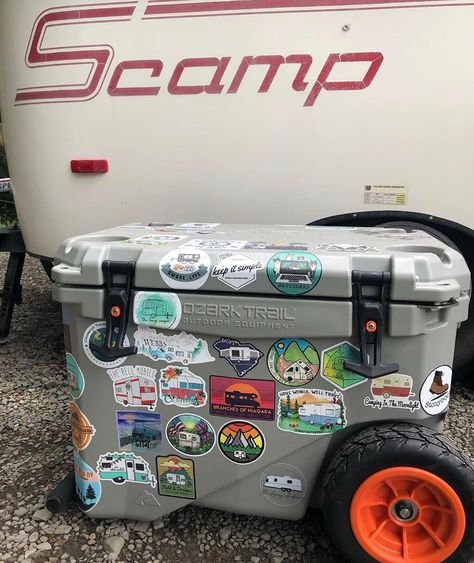 Cooler Stickers, Camping Cooler, Camping Stickers, Inktober 2023, Cooler Ideas, Camping Coolers, Yeti Cooler, Tag Yourself, Adventure Aesthetic