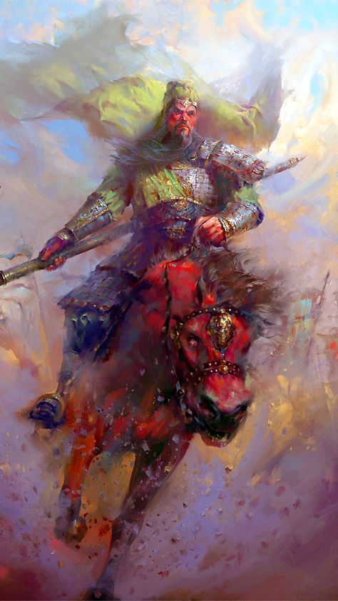 Chinese General Guan Yu, War of the Three Kingdoms Guan Yu Art, Guan Yu Wallpaper, Three Kingdoms Art, Chinese General, Three Kingdom, Chinese Drawings, Guan Yu, Chinese Artwork, Chinese Warrior