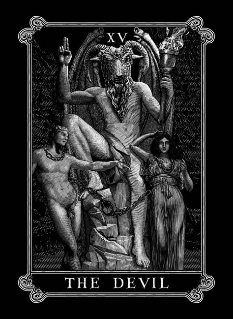 Devil Tarot Card, Tarot Cards Art Illustration, Tarot Tattoo, Arcana Tarot, Custom Playing Cards, Tarot Cards Art, Occult Art, Tarot Card Decks, Tarot Art