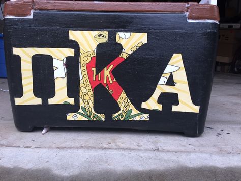 Pi Kappa Alpha Crest Fraternity Cooler Canvas Painting Ideas Frat, Pi Kappa Alpha Cooler, Pike Formal Cooler, Pike Cooler Ideas Fraternity, Pike Frat Cooler, Pike Cooler, Nola Formal, Pi Kapp, Bachelorette Vibes