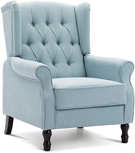 Light Blue Accent Chair, Reading Living Room, Blue Chairs, Blue Accent Chairs, Office Light, Swivel Recliner Chairs, Eggshell Blue, Blue Bedroom Decor, Single Sofa Chair