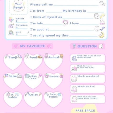 ────୨ৎ──── Here’s all the stuff I’ve posted on my story that isn’t a template 😵‍💫 ˙ . ꒷ 🍰 . 𖦹˙— Tags|| #kawaii #gettoknowme Kawaii About Me Template, Kawaii Template, Me Template, Headphone Decoration, About Me Template, Favorite Questions, Time Games, July 28, Free Space