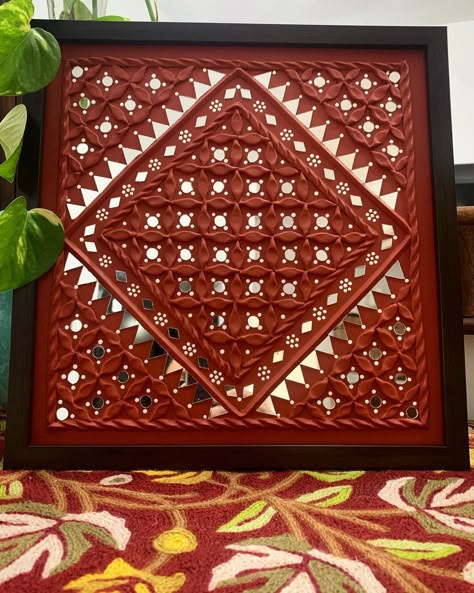 Lippon Art, Mirror Canvas Art, Lipan Art, 3d Relief Art, Be Passionate, Indian Wall Art, Mirror Crafts, Lippan Art, Traditional Wall Art