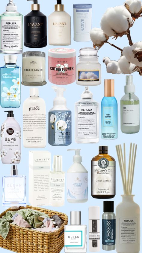 how to smell #clean Smell Clean, Blossom Perfume, Basic Skin Care Routine, Cotton Blossom, Fresh Linen, Summer Glow, Favorite Scents, Skin Care Products, Body Skin