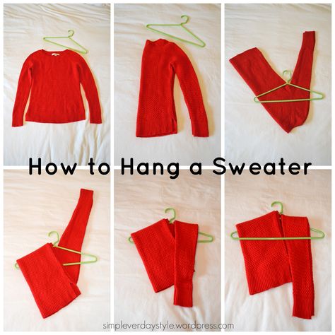 Hang Sweaters, Closet Organisation, Sweater Care, Diy Bedroom Storage, Sweater Storage, Clothes Closet Organization, Clothes Organization Diy, Closet Organization Diy, Diy Vetement